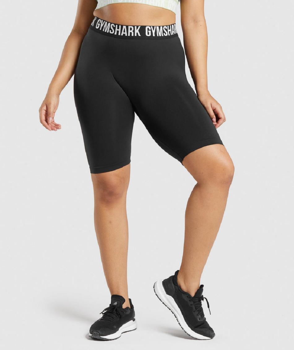 Szorty Damskie Gymshark Fit Seamless Cycling Czarne | PL 2471HAP